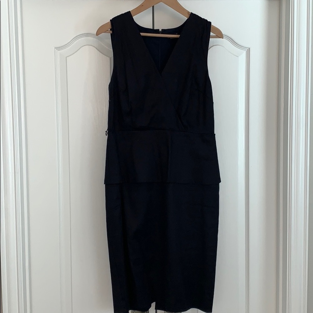 Ann Taylor dark navy linen blend peplum dress!